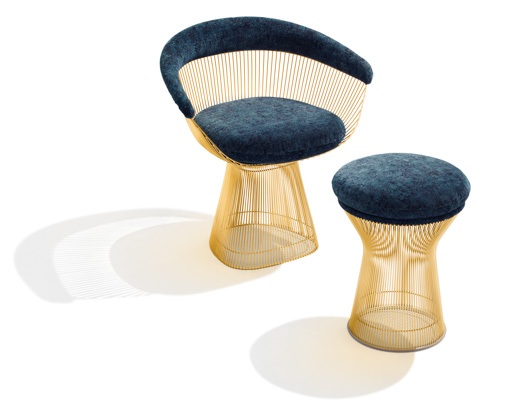 warren platner gold collection 50th anniversary 18k gold plate arm chair stool