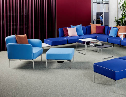 Pixel Lounge Marc Krusin plannable lounge Laccio tables Rockwell Unscripted Upholstered seats touchdown seating shared spaces